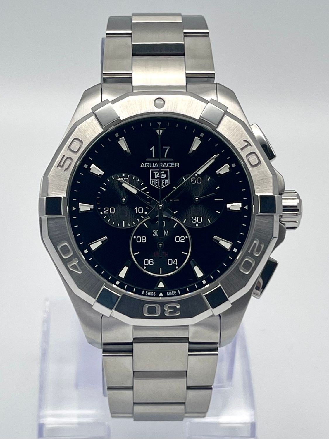 Tag Heuer Aquaracer CAY1110 43mm Chronograph Black Dial Quartz Papers i