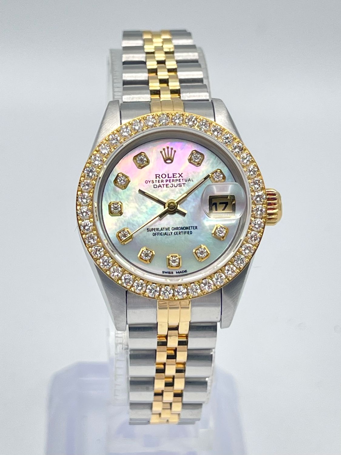 Rolex Datejust 26mm 69173 MOP Diamond Dial Diamond Bezel Two Tone Jubilee Papers