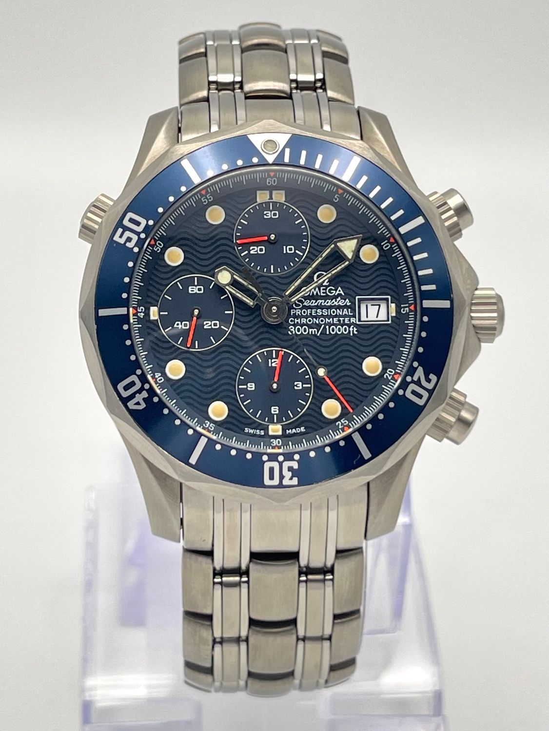 Omega Seamaster Professional Chrono Titanium 2298.80 Blue Dial &amp; Bezel 41mm Automatic Box