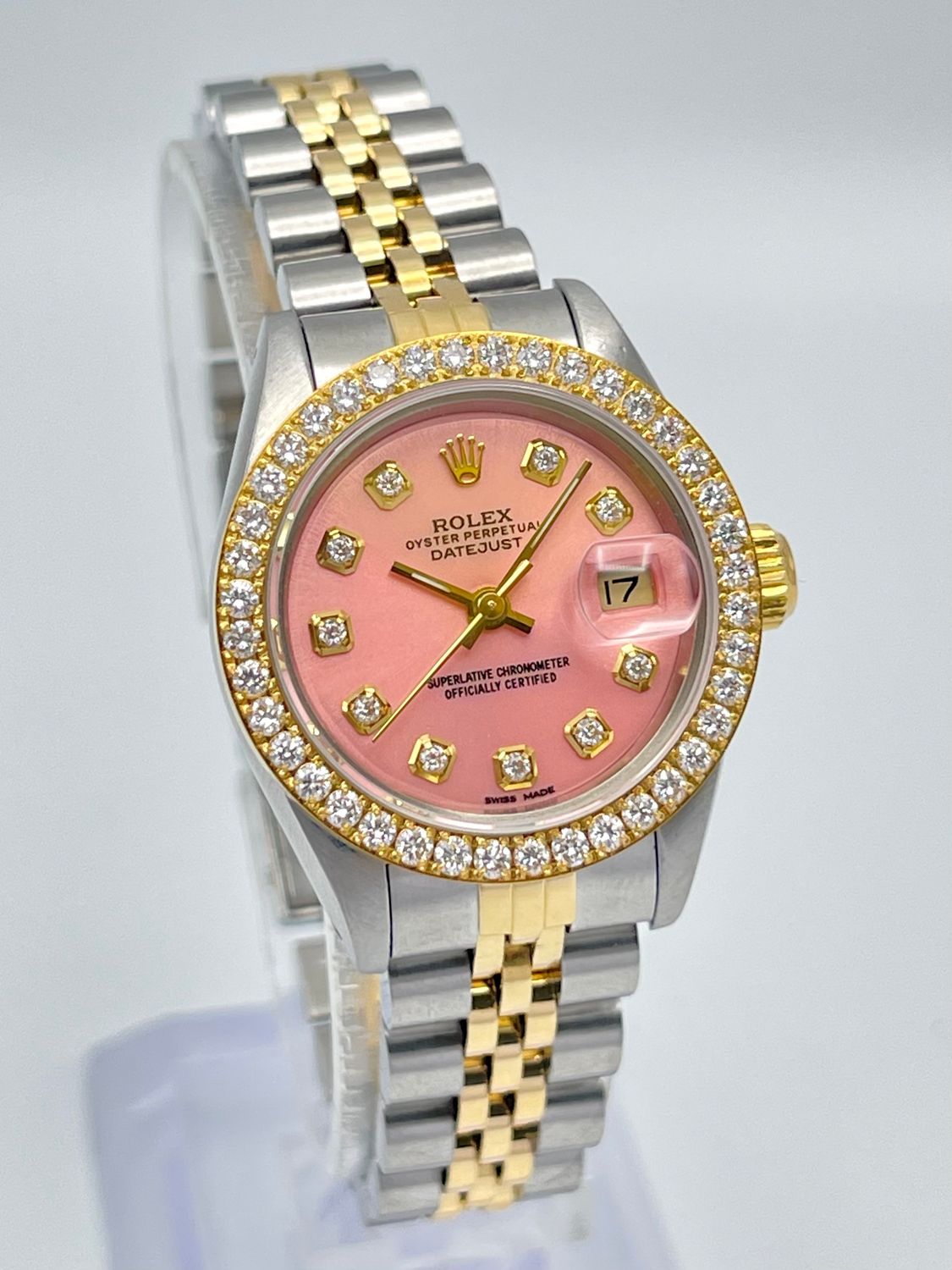 Rolex Datejust 26mm 69173 Pink Diamond Dial Diamond Bezel Two Tone Jubilee