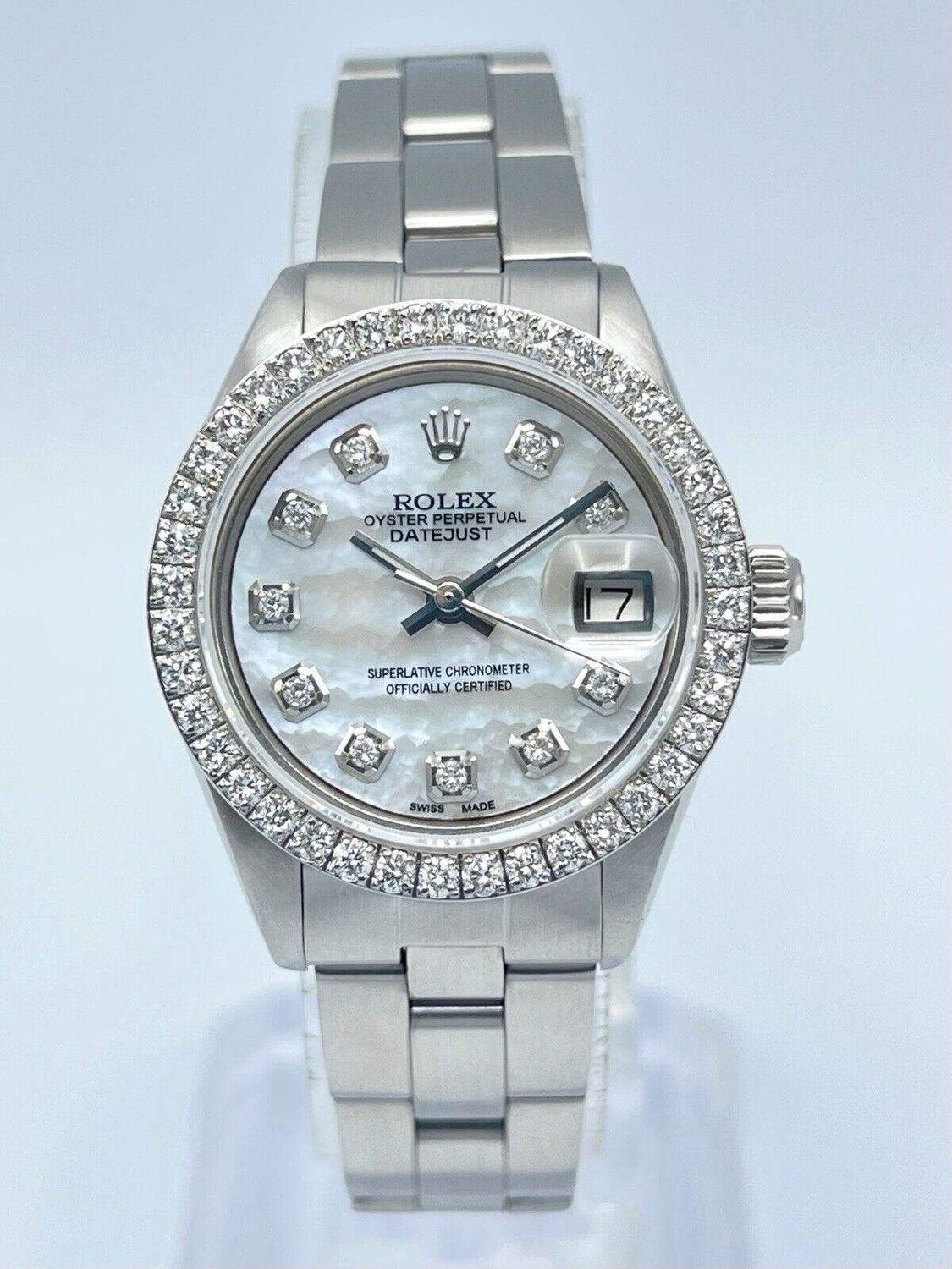 Ladies Rolex Datejust 26mm 6919 Pearl MOP Diamond Dial Diamond Bezel Oyster