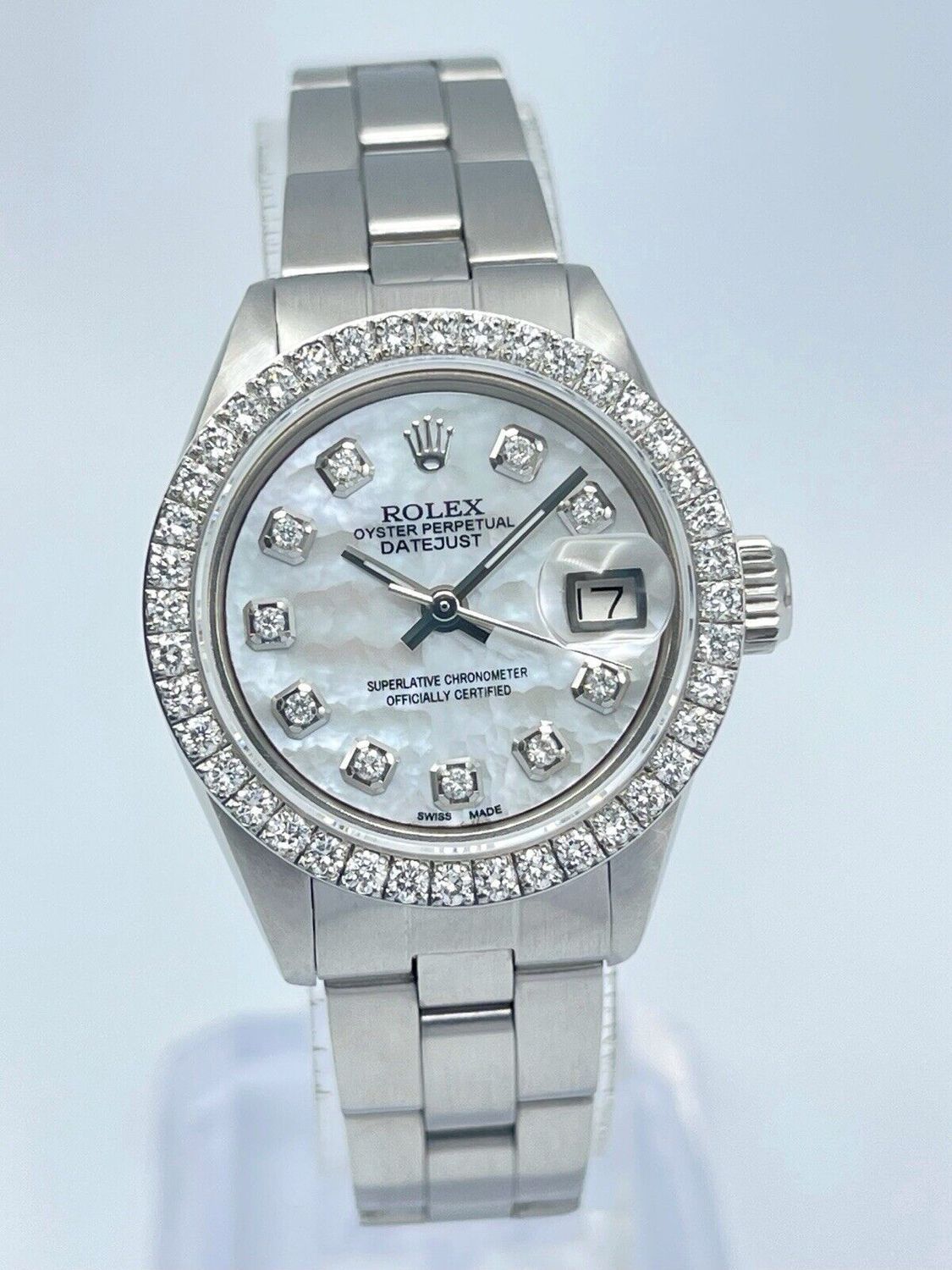 Ladies Rolex Datejust 26mm 6919 Pearl MOP Diamond Dial Diamond Bezel Oyster