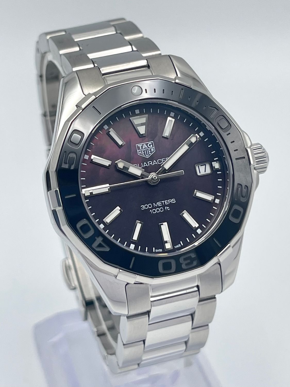 Tag Heuer Aquaracer WAY131K 35mm Black MOP Black Bezel Dial Quartz Steel Papers