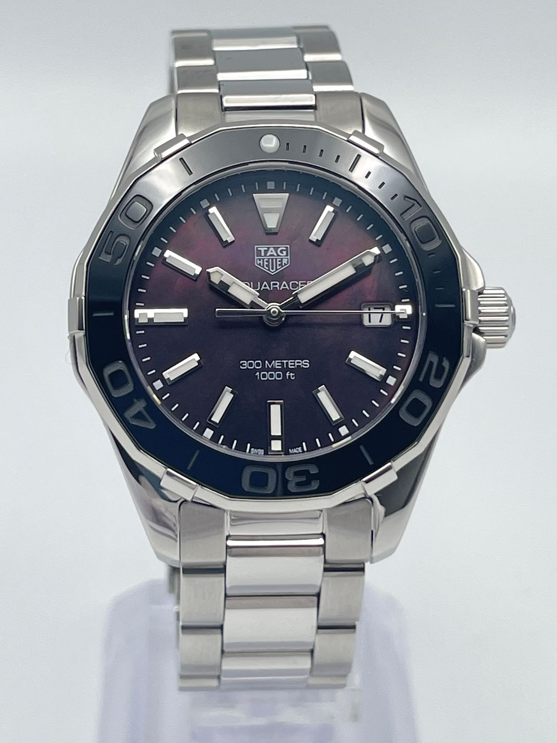 Tag Heuer Aquaracer WAY131K 35mm Black MOP Black Bezel Dial Quartz Steel Papers