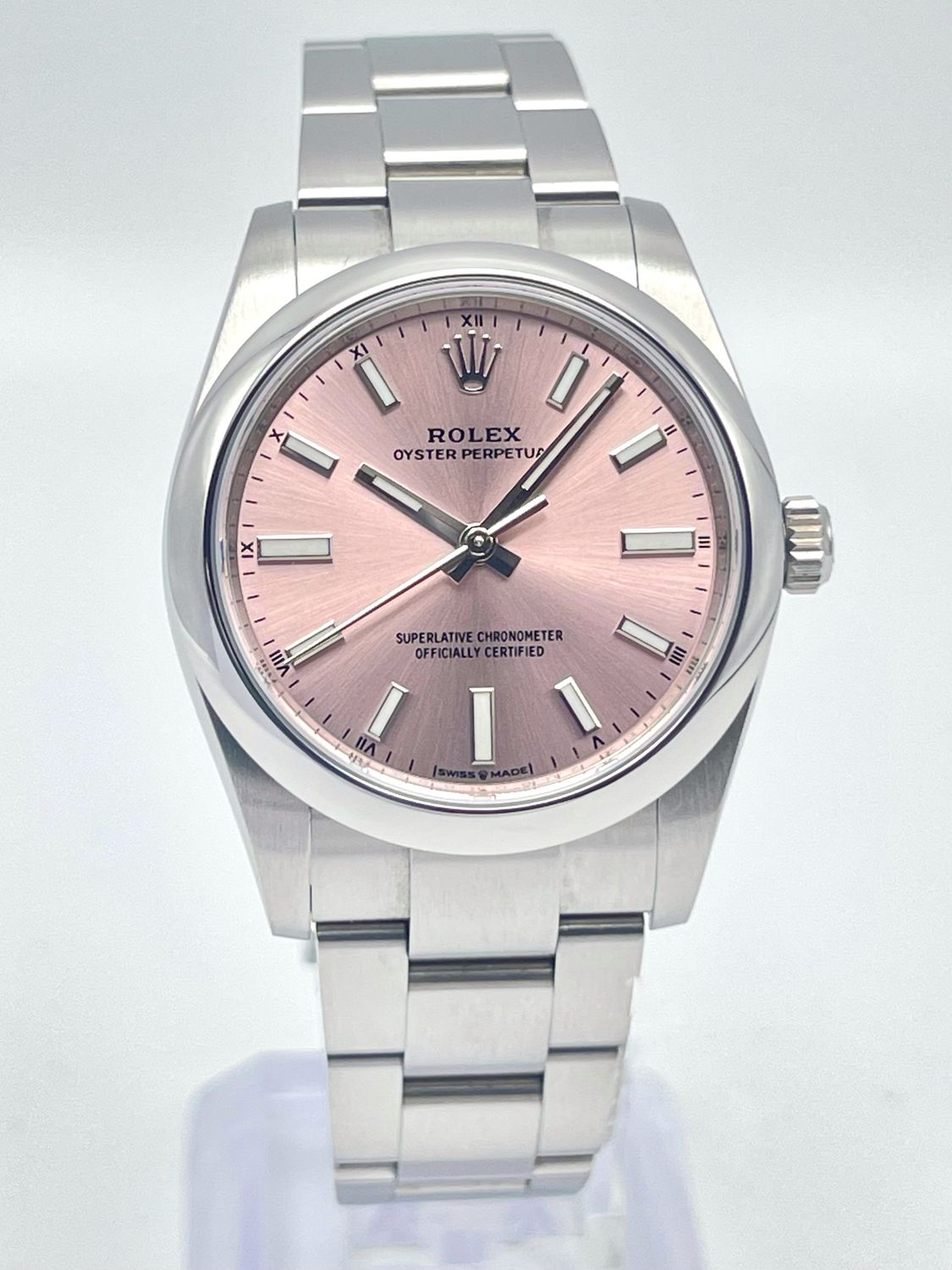 Rolex Oyster Perpetual 124200 34mm Pink Dial Smooth Bezel Oyster 2023 Papers