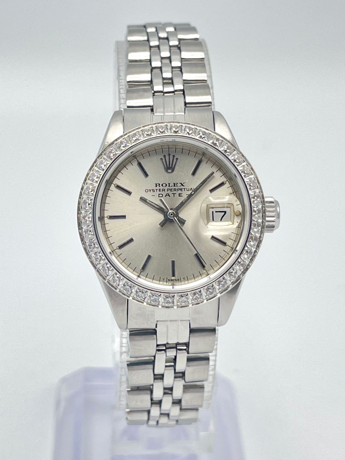 Rolex Datejust 26mm 6917 Silver Stick Dial Custom Bezel Jubilee Box