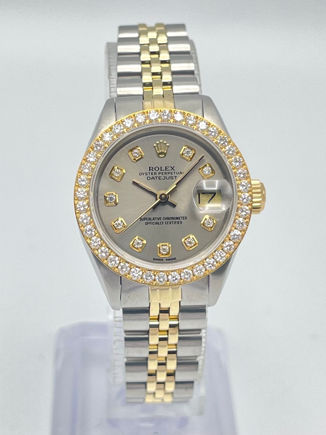Rolex Datejust 26mm 6917 Grey Diamond Dial Diamond Bezel Jubilee Box