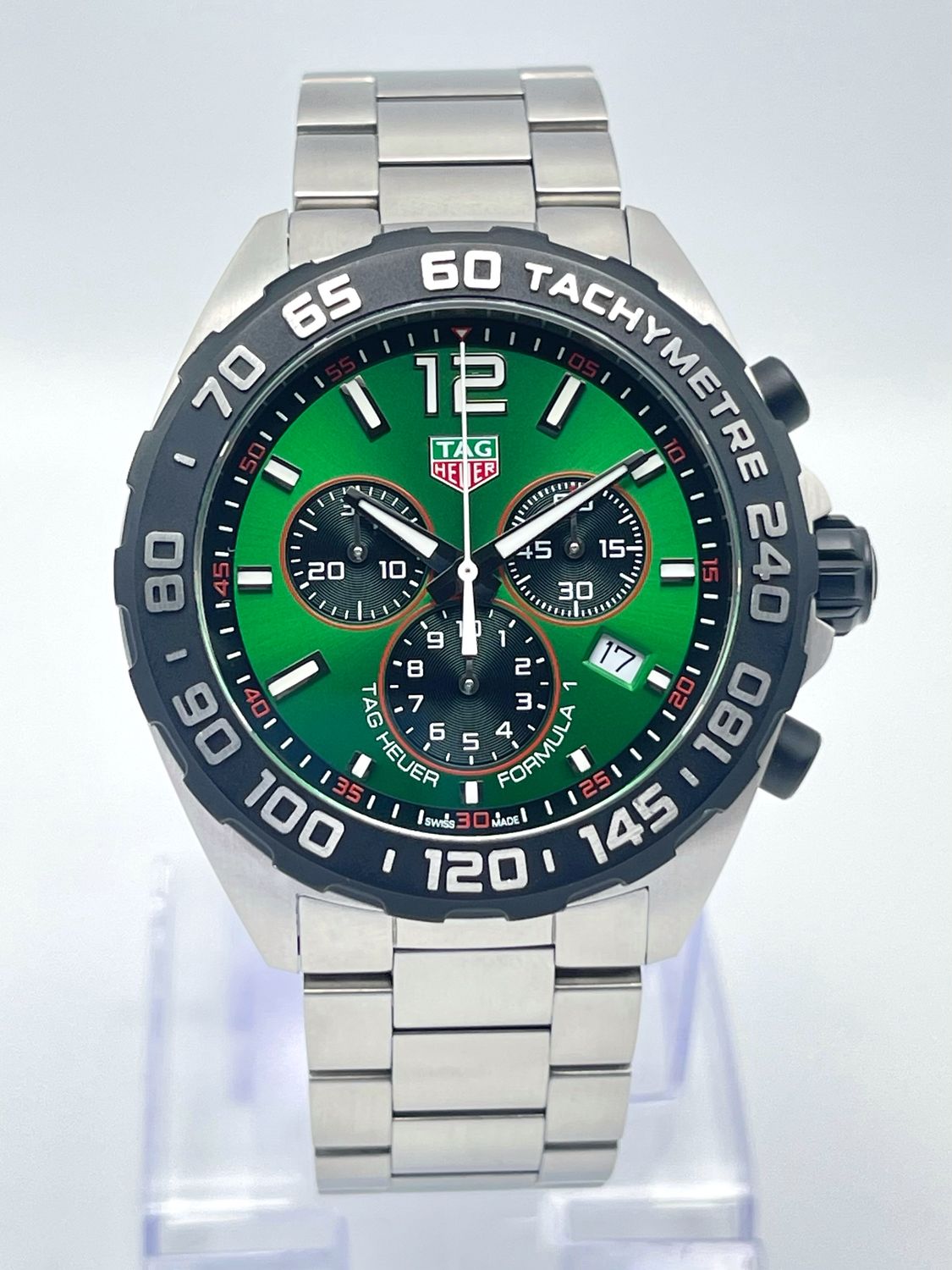 Tag Heuer Formula 1 CAZ101AP 43mm Chronograph Green Dial Quartz Stainless Papers
