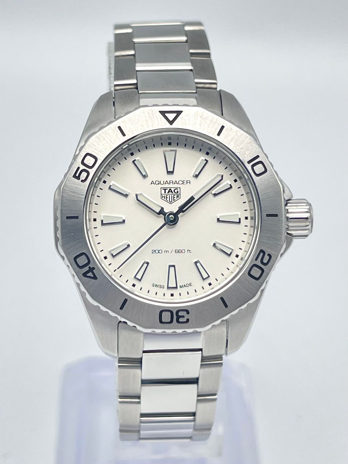 Tag Heuer Aquaracer Pro WBP1411 30mm White Baton Dial Stainless Bezel Papers