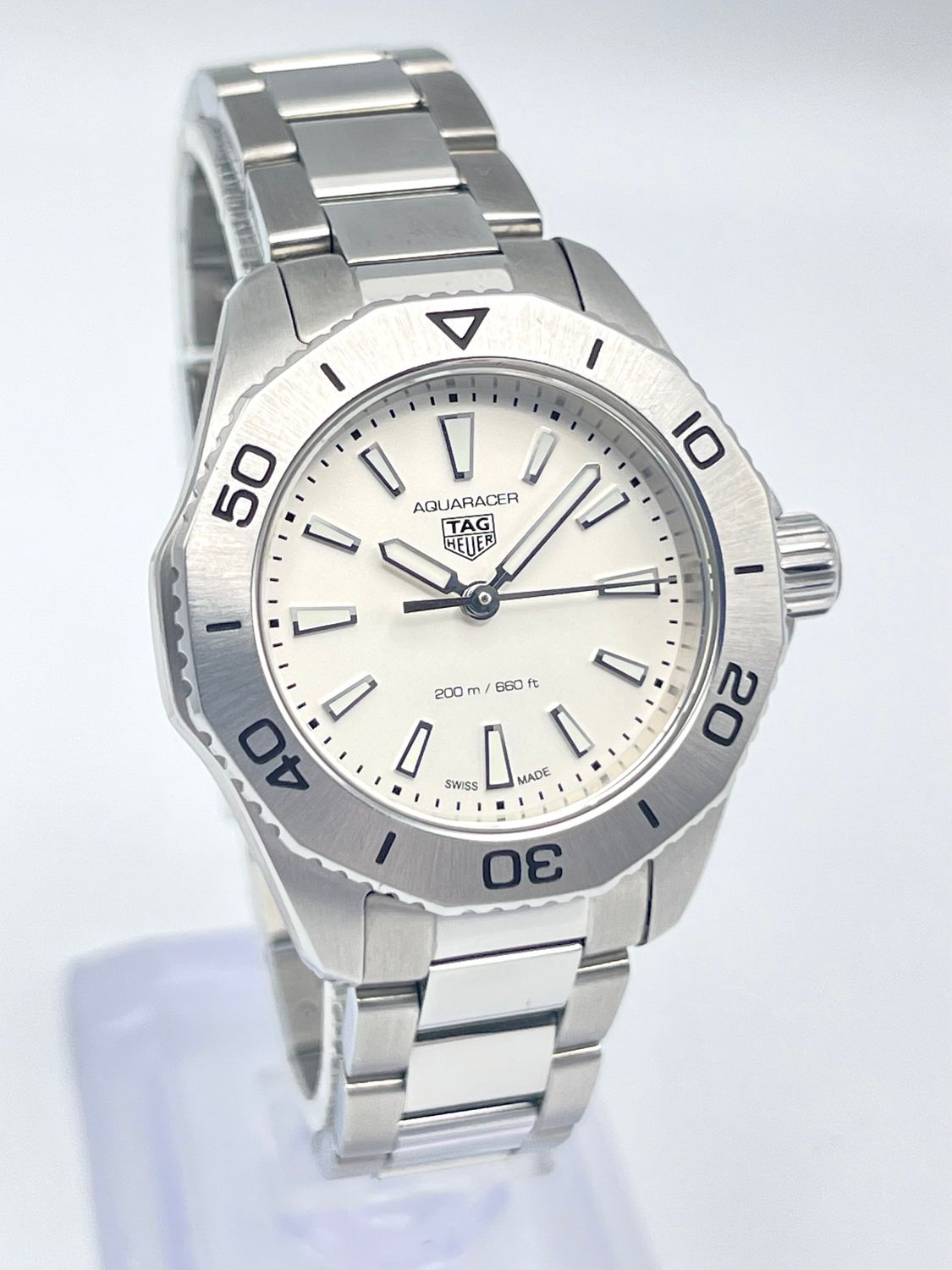 Tag Heuer Aquaracer Pro WBP1411 30mm White Baton Dial Stainless Bezel Papers