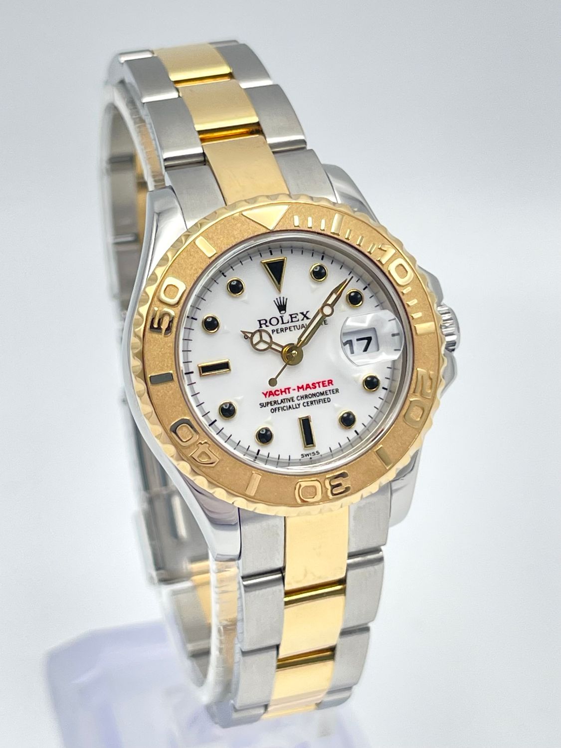 Rolex Oyster Perpetual Yacht-Master Date 29mm 169623 White Dial Gold Steel Paper