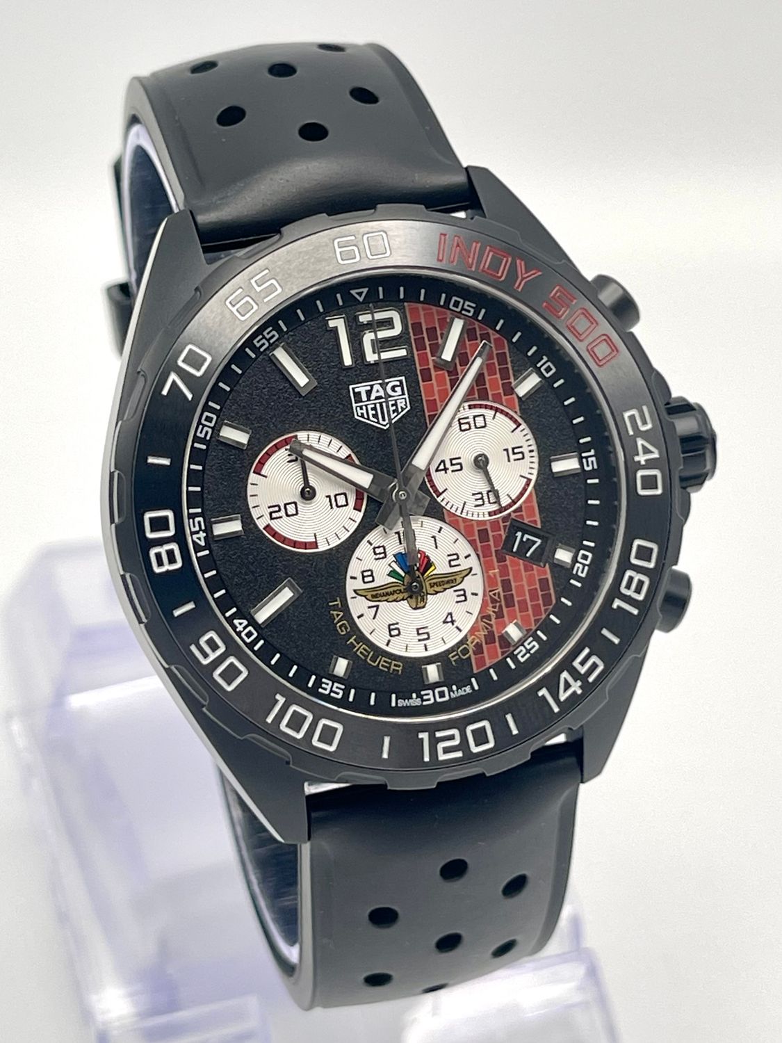 Tag Heuer Formula 1 CAZ101AD 43mm Chronograph Indy 500 Black DLC Limited Papers