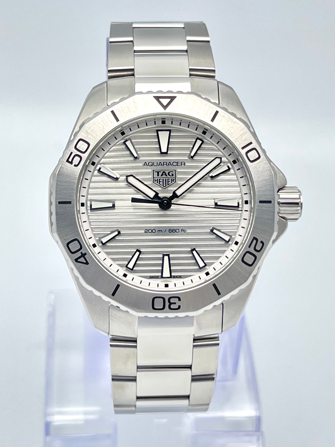 Tag Heuer Aquaracer Pro WBP111 40mm Silver Baton Dial Quartz 2023 Steel Papers