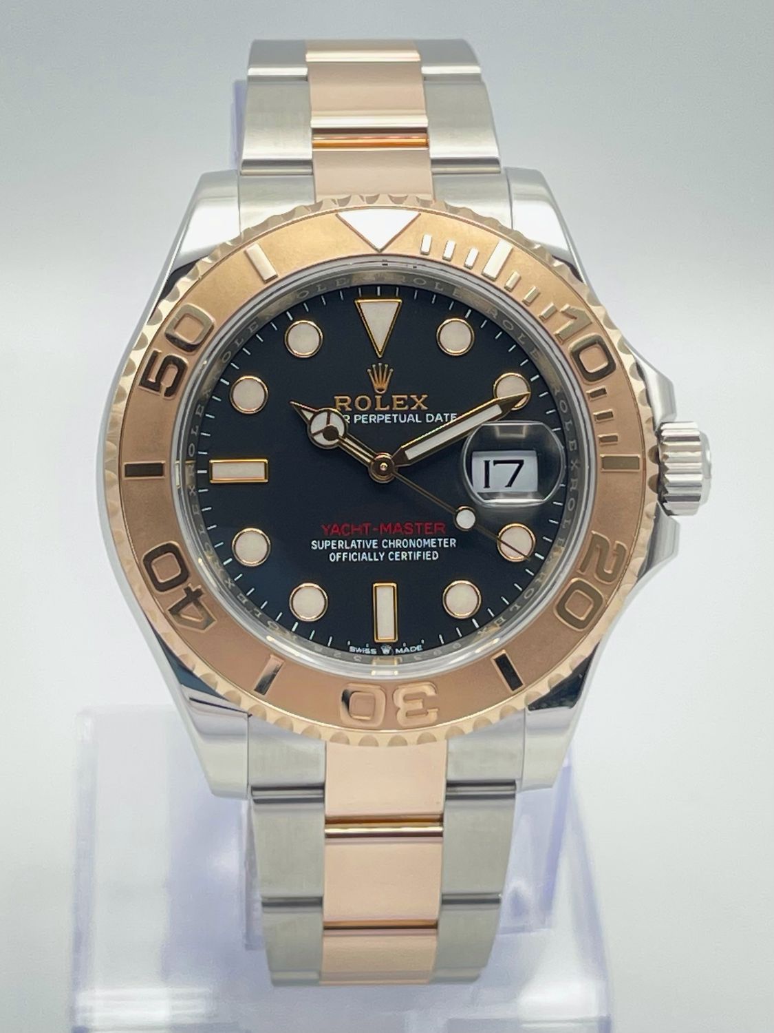 Rolex Yacht-Master Date 126621 40mm Black Dial Bi-Metal Everose Bezel Papers