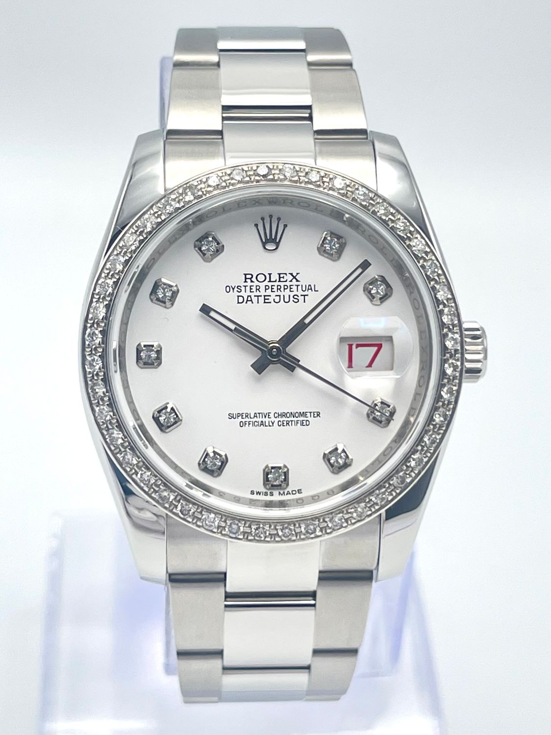 Rolex Datejust 116200 36mm White Diamond Dial &amp; Diamond Bezel Oyster Box