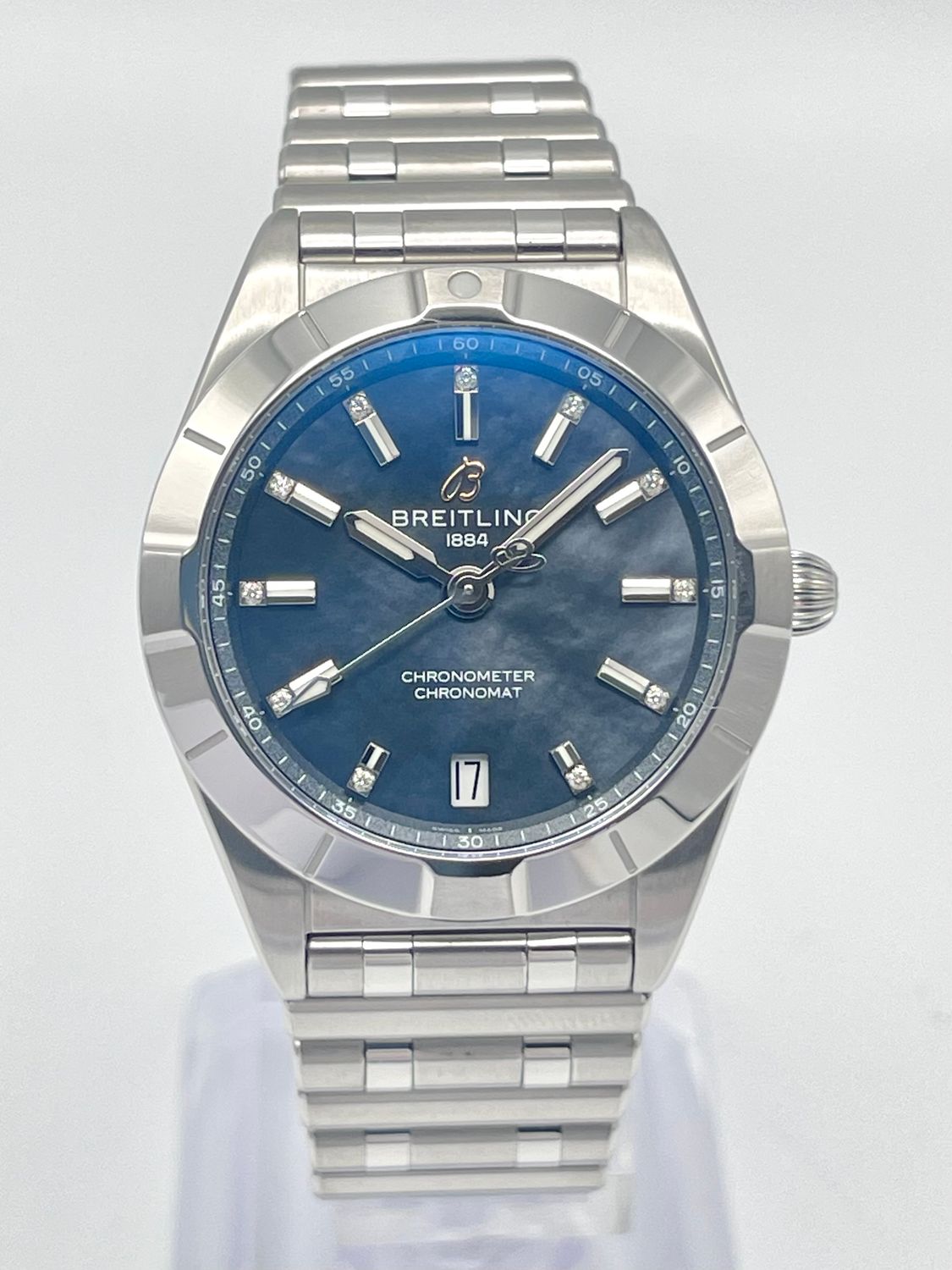 Breitling Chronomat 32mm A77310 Blue MOP Dial Stainless Steel Quartz 2022 Papers