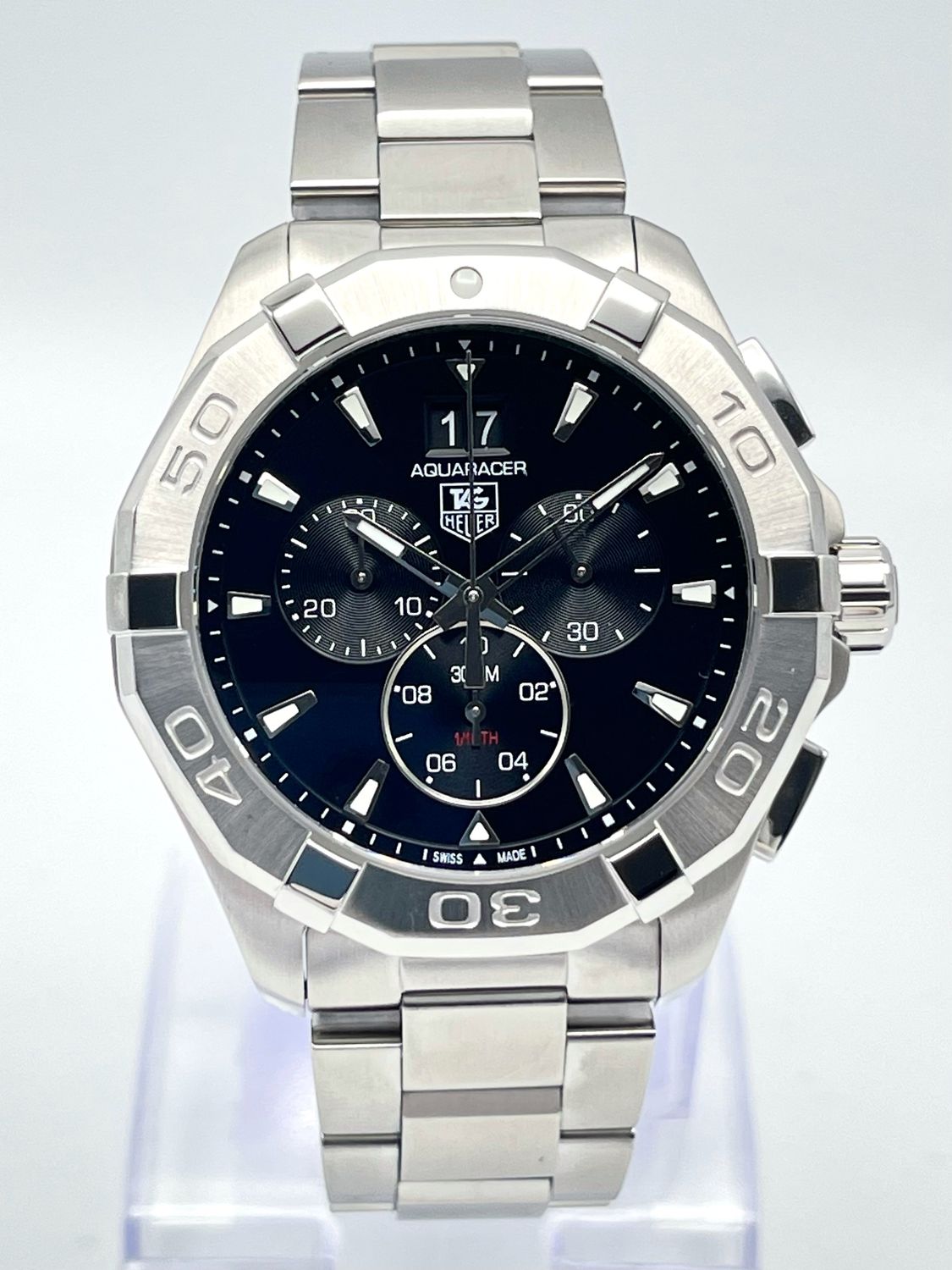 Tag Heuer Aquaracer CAY1110.BA0927 43mm Chronograph Black Dial Papers 2023