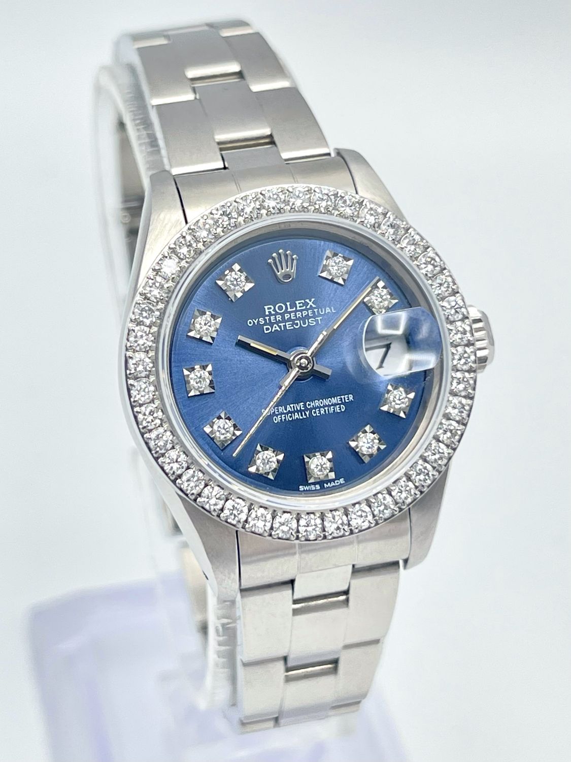 Rolex Datejust Ladies 26mm 69240 Blue Diamond Dial Diamond Bezel Oyster