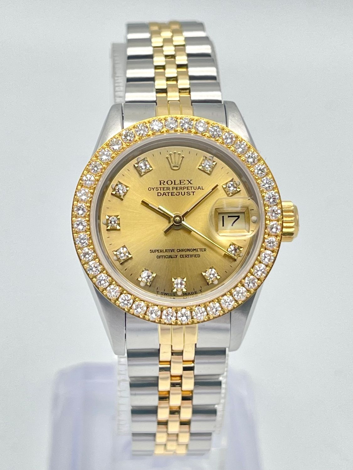 Rolex Datejust 26mm 69173 Factory Champagne Diamond Dial Diamond Bezel Two Tone