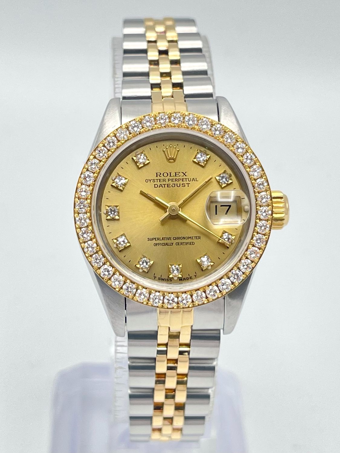 Rolex Datejust 26mm 69173 Factory Champagne Diamond Dial Diamond Bezel Two Tone
