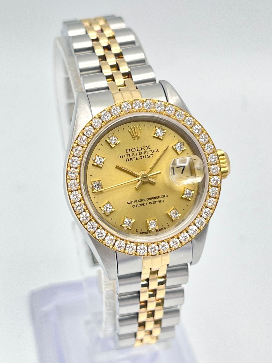 Rolex Datejust 26mm 69173 Factory Champagne Diamond Dial Diamond Bezel Two Tone