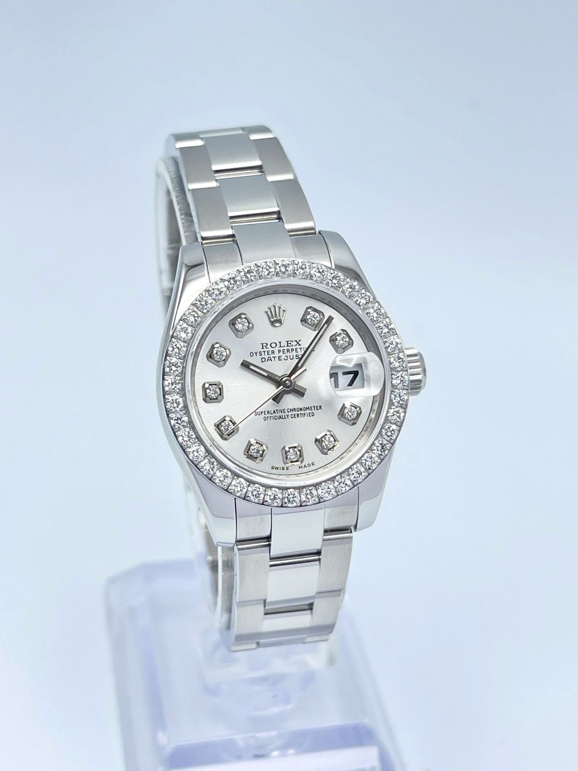 Rolex Datejust Ladies 26mm 179160 Silver Diamond Dial &amp; Diamond Bezel Box