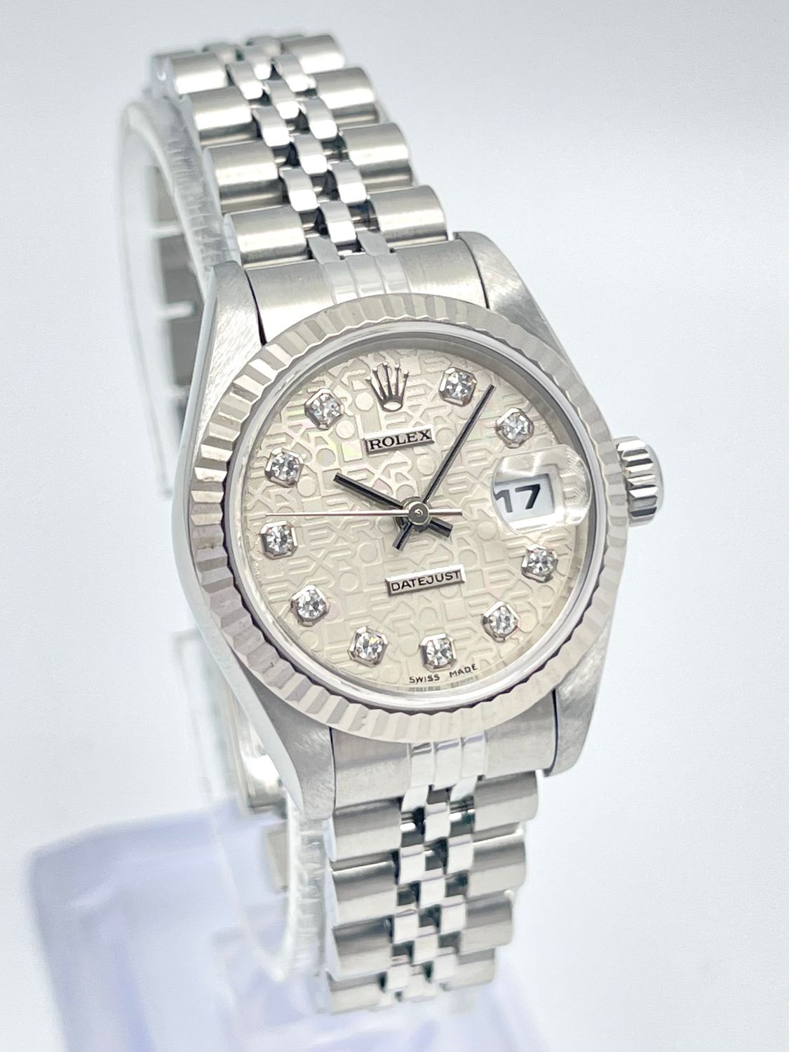 Rolex Datejust 26mm 69174 Factory Jubilee Diamond Dial Fluted Bezel Jubilee Box