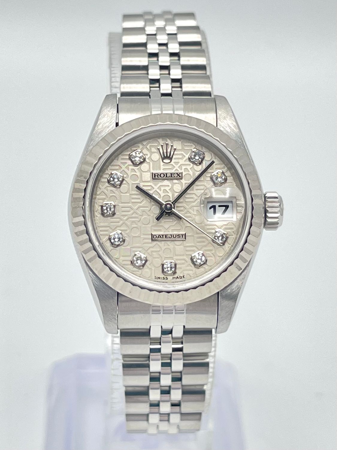 Rolex Datejust 26mm 69174 Factory Jubilee Diamond Dial Fluted Bezel Jubilee Box