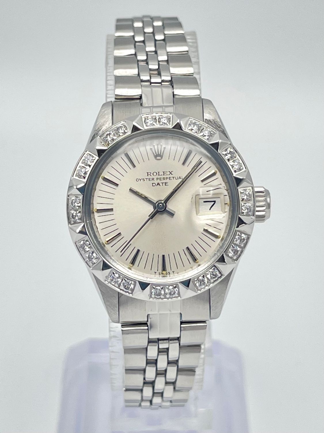 Rolex Datejust 26mm 6917 Silver Stick Dial Custom Bezel Jubilee Box