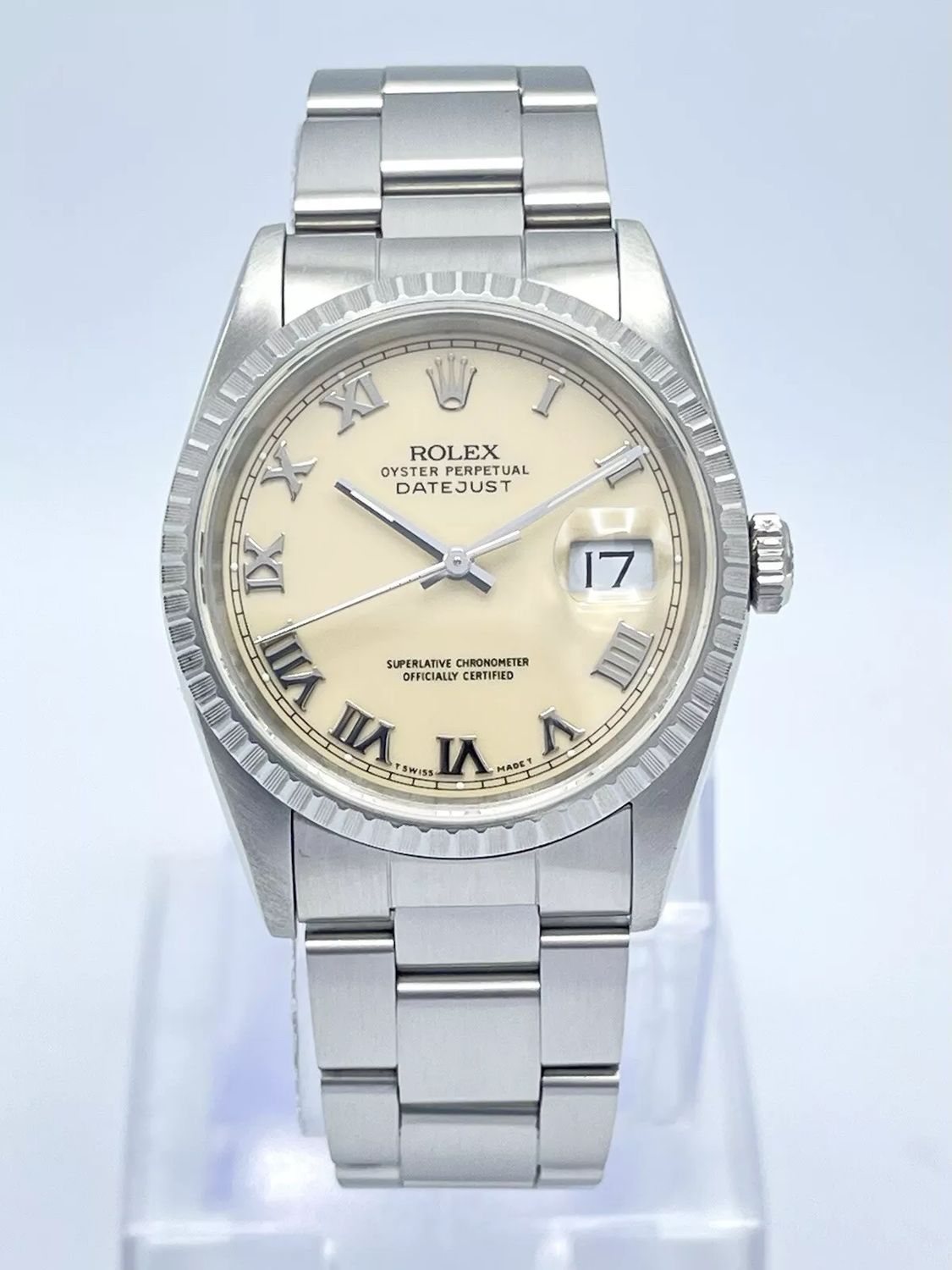 Rolex Datejust 36mm 16220 Roman Cream Dial Stainless Steel Oyster Box Engine