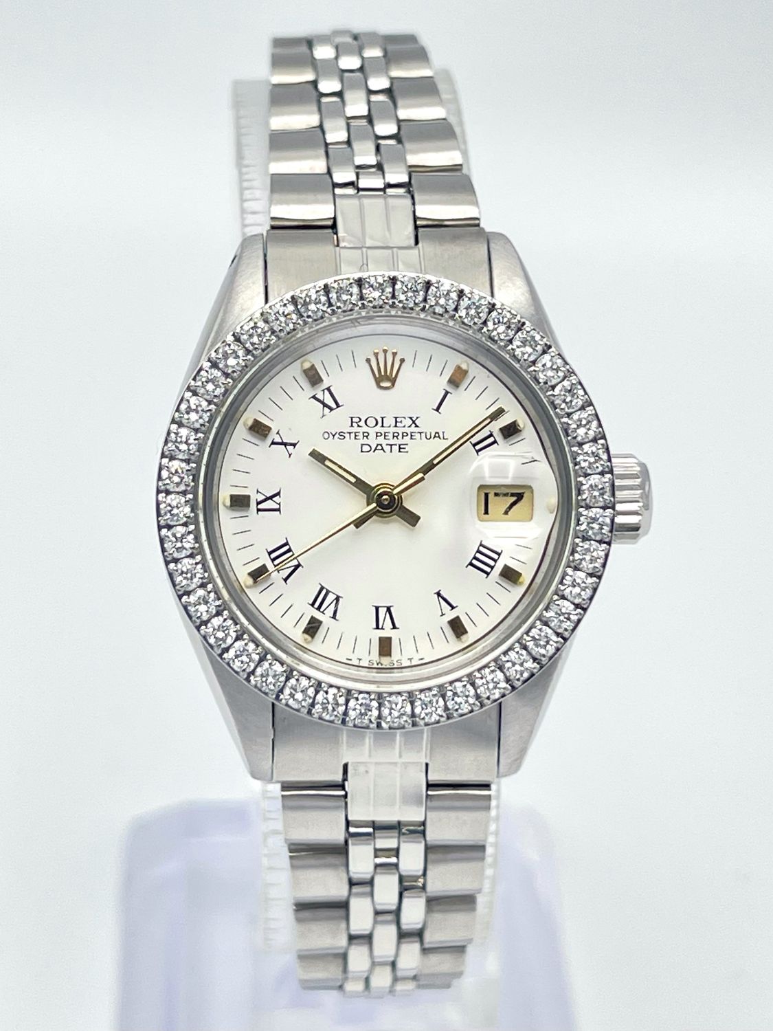 Rolex Datejust 26mm 6917 Factory White Roman Dial Custom Bezel Jubilee Box