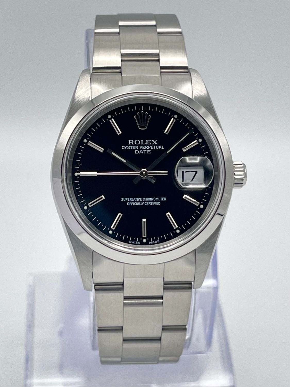 Rolex Oyster Date 34mm 15200 Black Baton Dial &amp; Smooth Bezel Datejust Box