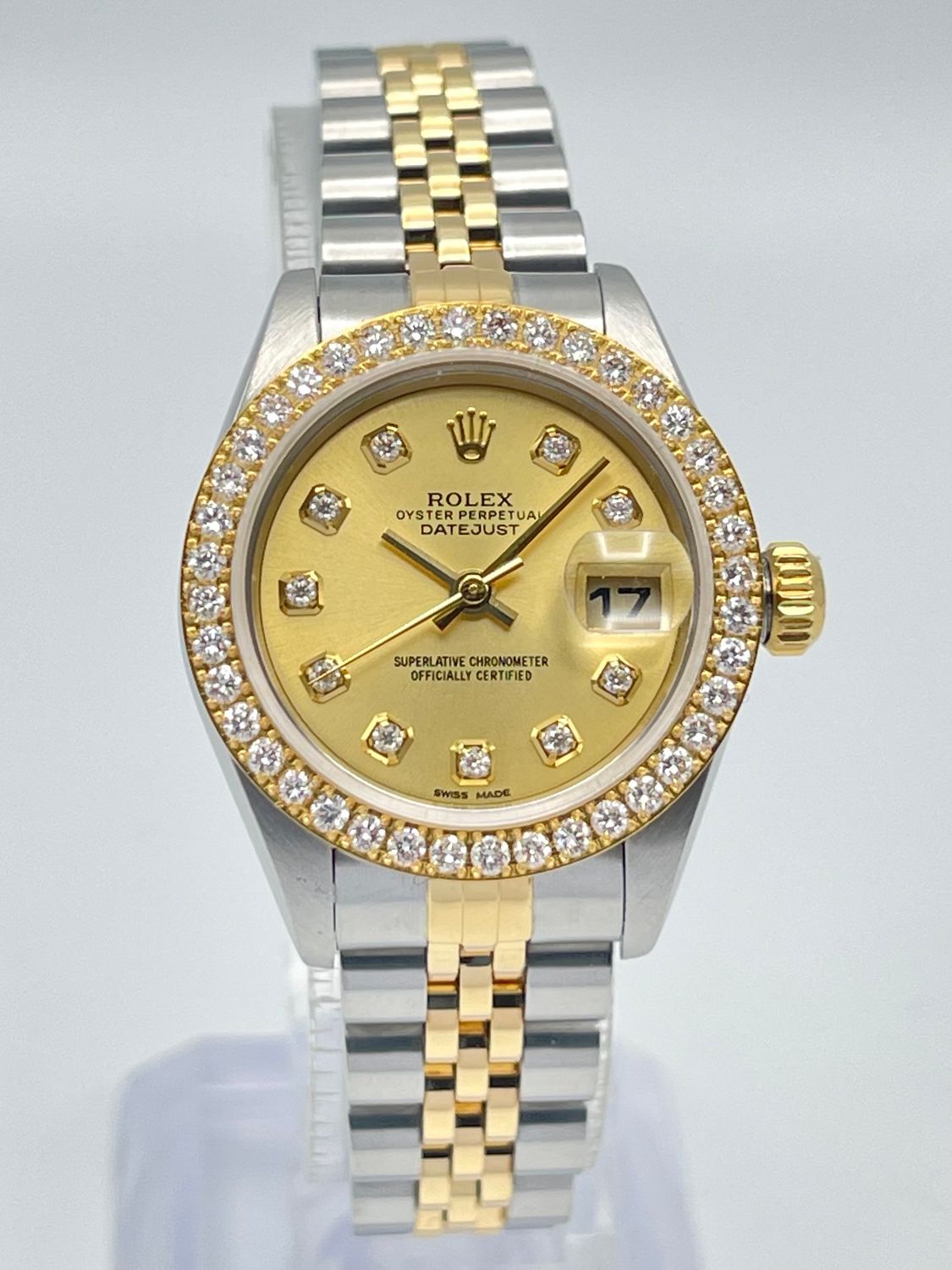 Rolex Datejust 26mm 79173 Champagne Diamond Dial Diamond Bezel Two Tone Box