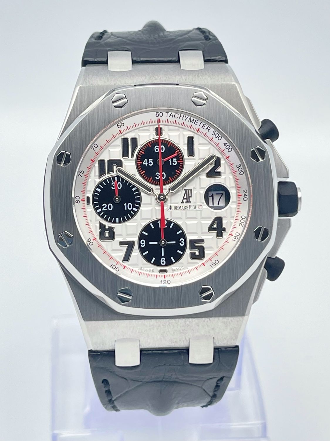 Audemars Piguet Royal Oak Offshore 42mm 26170ST Leather Strap White PANDA Dial