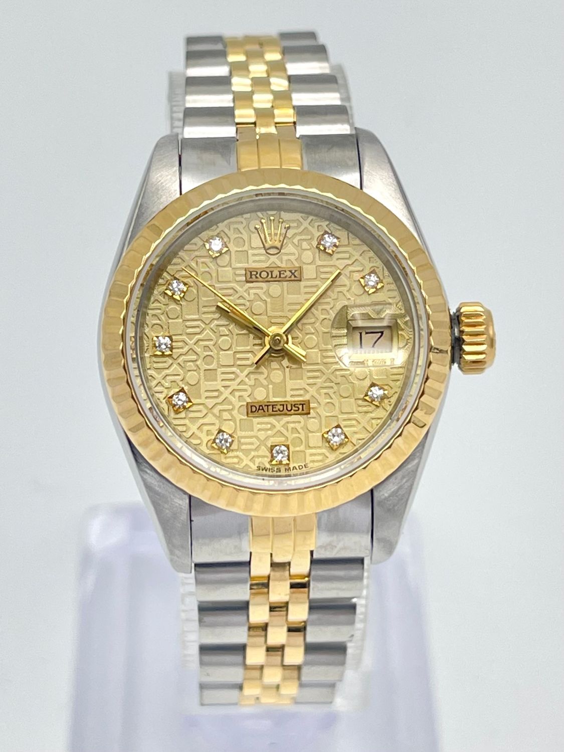 Rolex Datejust 26mm 69173 Jubilee Champagne Diamond Dial Fluted Bezel Two Tone