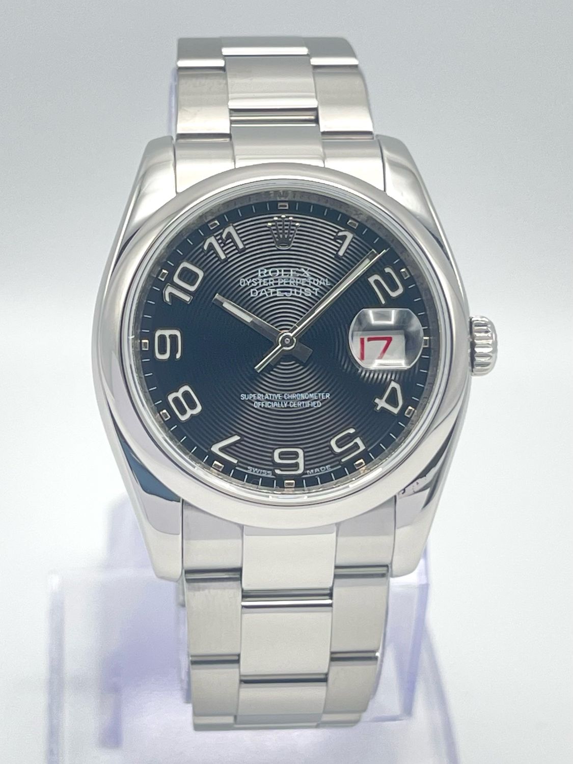 Rolex Datejust 116200 36mm Black Concentric Dial Smooth Bezel Oyster Box