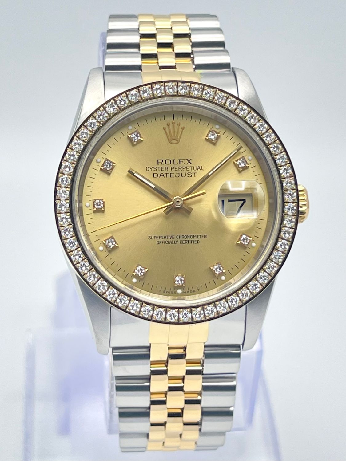 Rolex Datejust 16233 36mm Factory Champagne Diamond Dial Jubilee Diamond Bezel