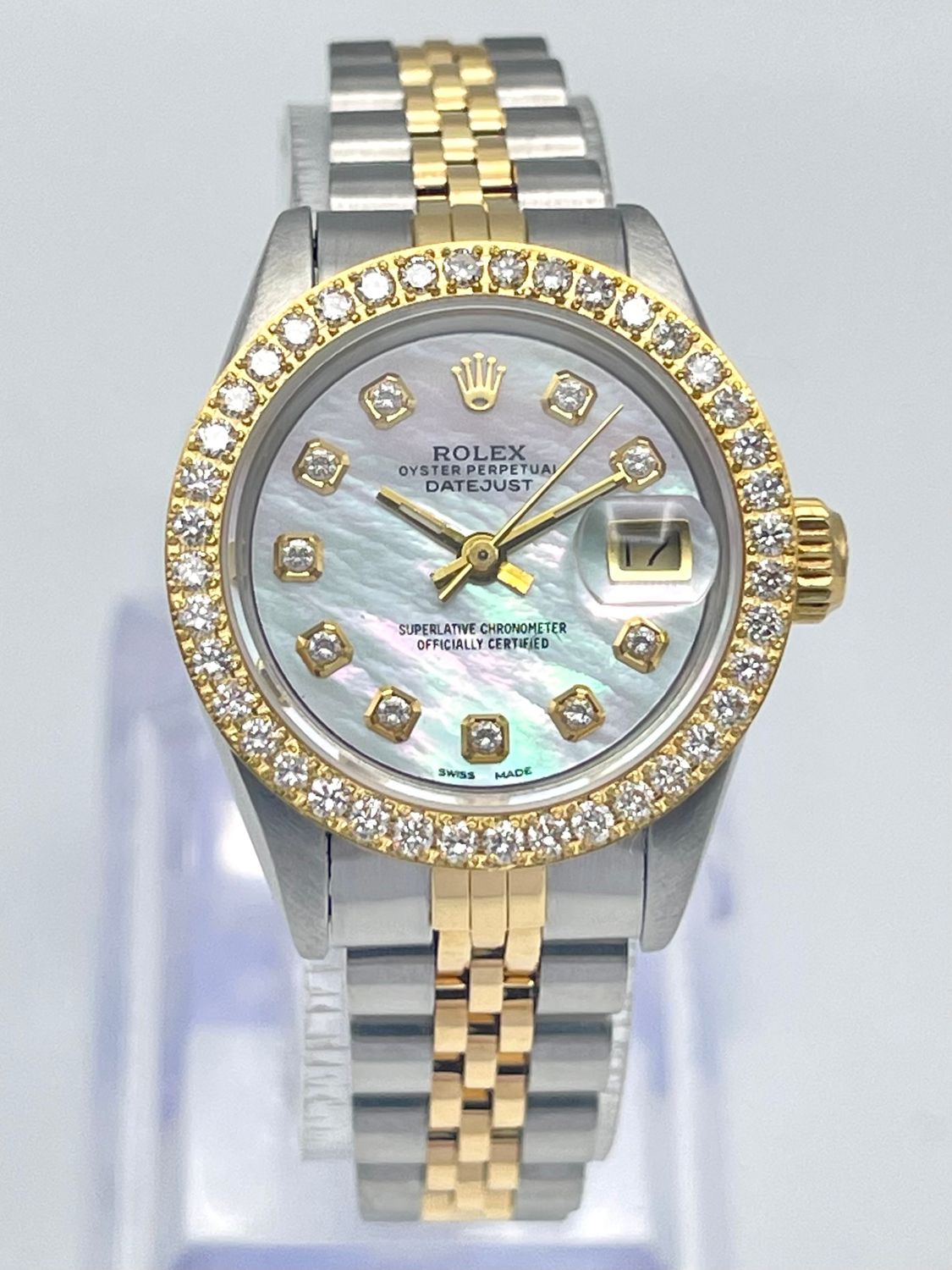 Rolex Datejust 26mm 69173 MOP Diamond Dial Diamond Bezel Two Tone Box