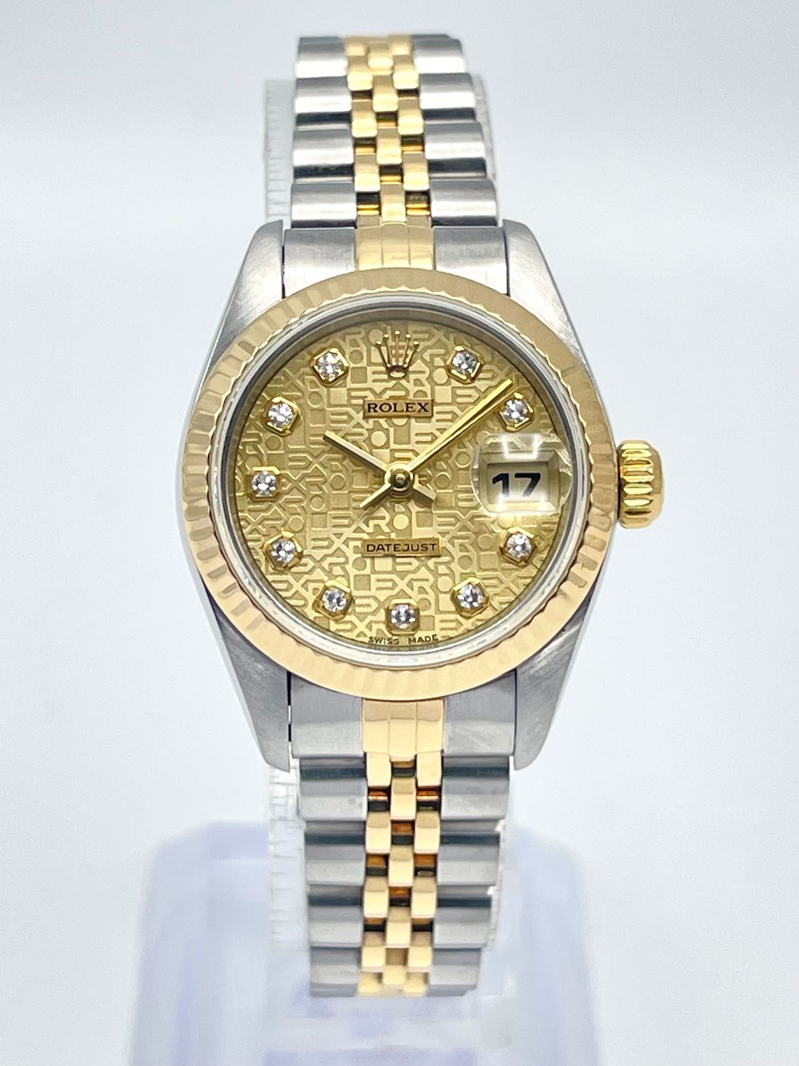 Rolex Datejust 26mm 69173 Jubilee Champagne Diamond Dial Fluted Bezel Two Tone