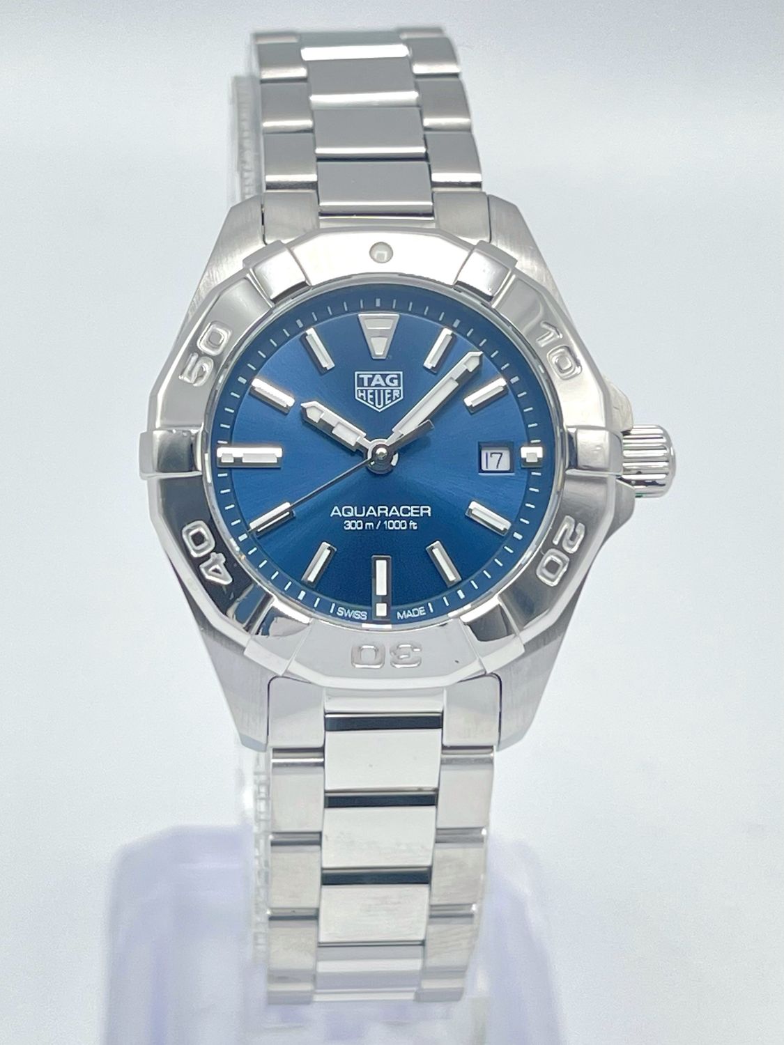 Tag Heuer Aquaracer WBD1412 27mm Blue Baton Dial Stainless Bezel Papers