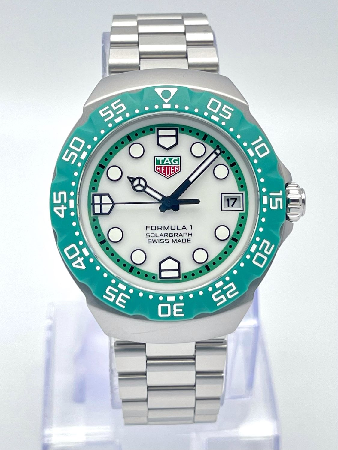 Tag Heuer Formula 1 WBY1113 38mm Solargraph White Dial Green Bezel Limited Box