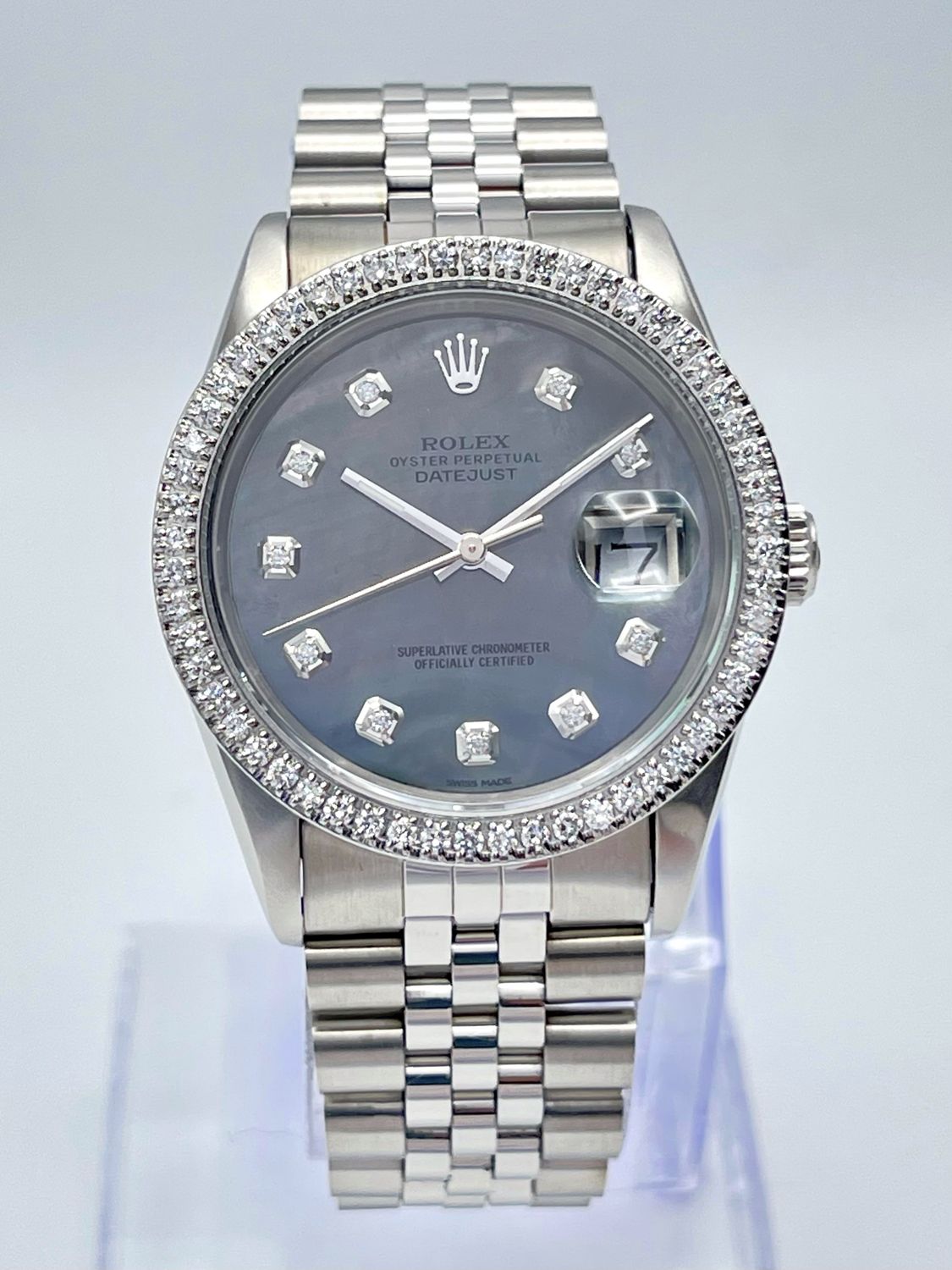 Rolex Datejust 16234 36mm Tahitian MOP Diamond Dial Jubilee Diamond Bezel Box