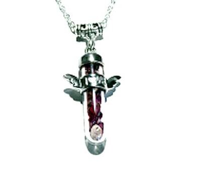 Free Ship UK Gift Box Garnet Crystal Guardian Angel Necklace Pendant on Chain - Birthsign Aquarius Birthstone January Prosperity Grounding