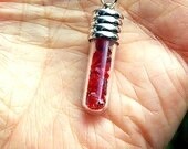 1 and 1/4 inch Powerful Red Andara Obsidian Crystal Stone Vial Pendant - Activates Divine Blueprint DNA - Gentle and Loving Energy
