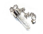 Free Ship UK Powerful Brazilian Phenacite and Herkimer Crystal Vial Pendulum or Pendant Ascension Crystal Synergy Stone