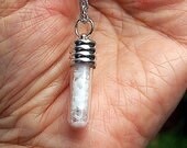 1 and 1/4 inch Powerful White Andara Obsidian Crystal Stone Vial Pendant - Activates Divine Blueprint DNA - Crown Chakra Activation
