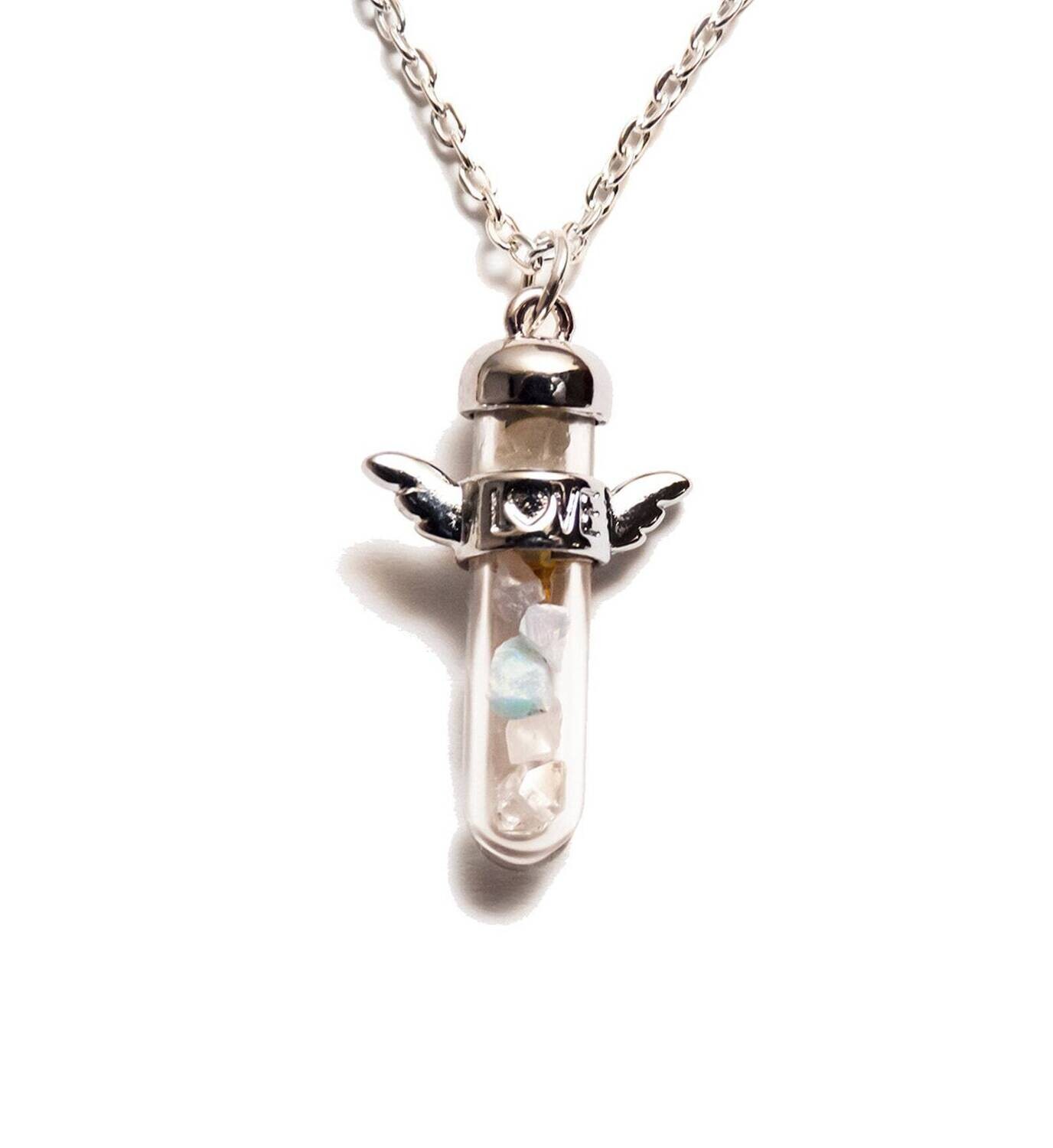 Amazing Archangel Chamuel Love Wing Guardian Angel Crystal Pendant = Unconditional Love - Relationships - Kunzite Rose Quartz