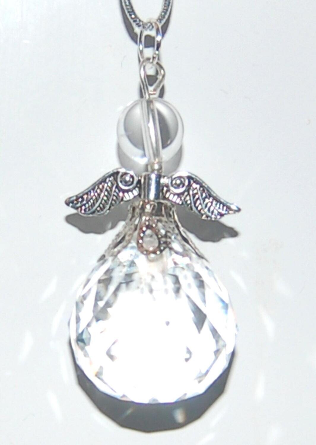 Beautiful Handcrafted Crystal Guardian Angel - Suncatcher - Feng Sui Charm Xmas Tree Decoration - UK Selle