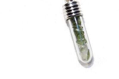 Powerful Moldavite and Herkimer Crystal Glass Vial Pendant - Genuine Authentic = Higher Consciousness - Ascension = Gift Wrapped