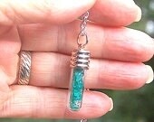 1 and 1/4 inch Powerful Turquoise Andara Obsidian Crystal Stone Vial Pendant - Activates Divine Blueprint DNA - Immune System